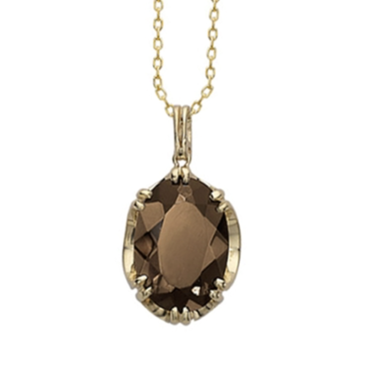 Smoky Quartz Cocktail Pendant Necklace