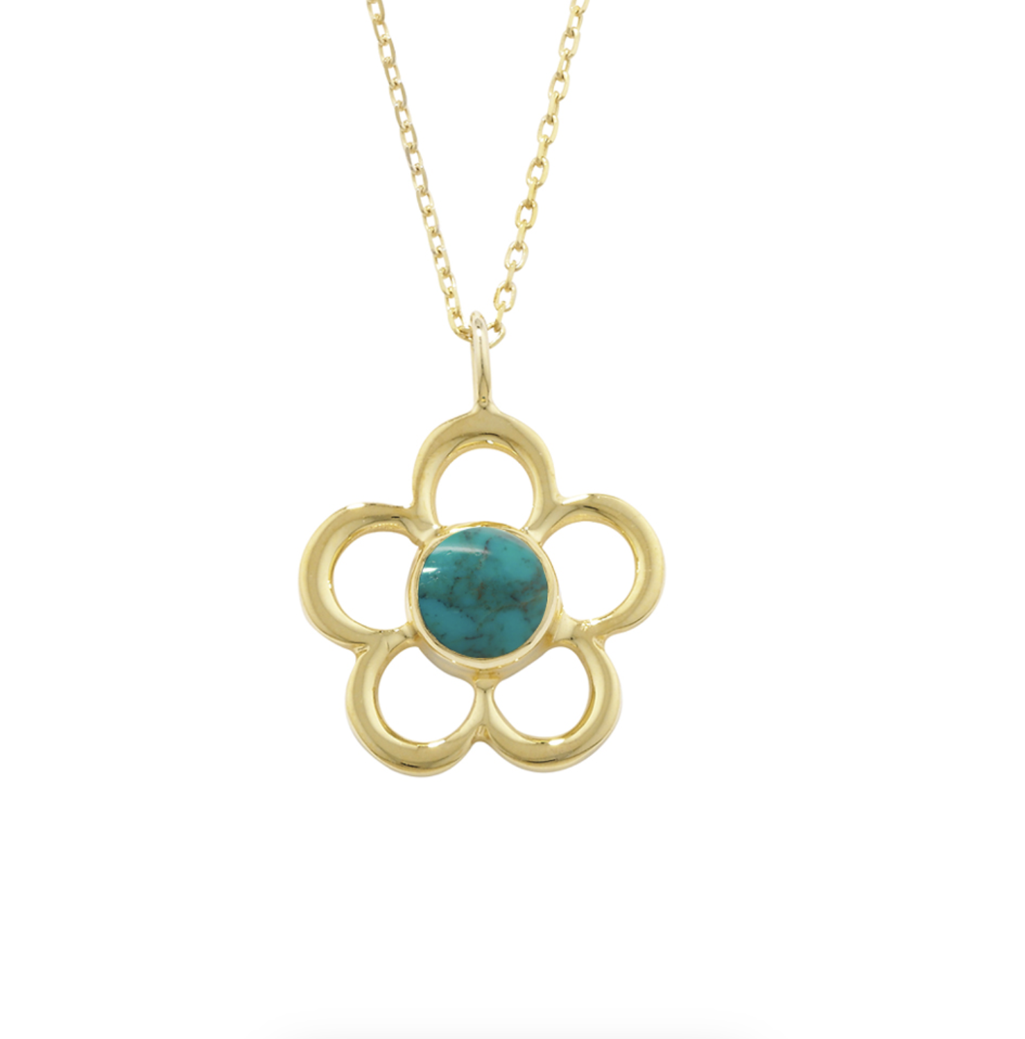 Turquoise Flower Pendant Necklace