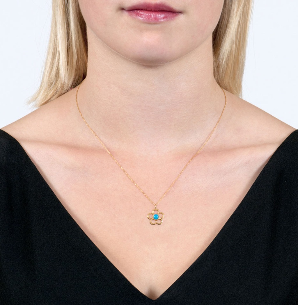 Turquoise Flower Pendant Necklace