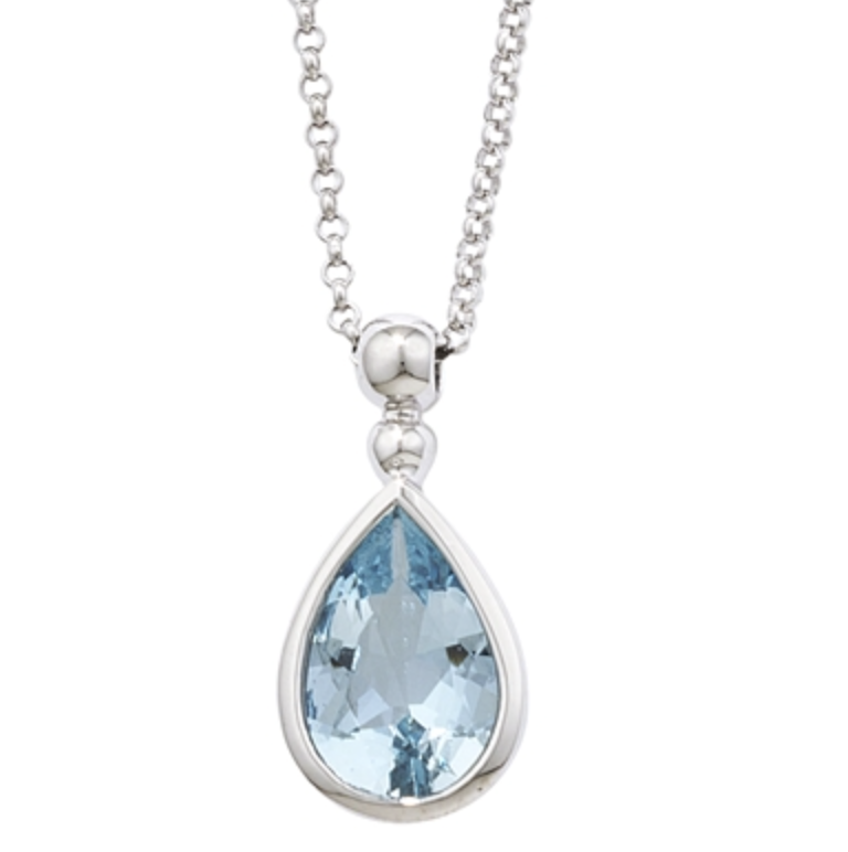 Pearshape Aquamarine Bead Pendant Necklace