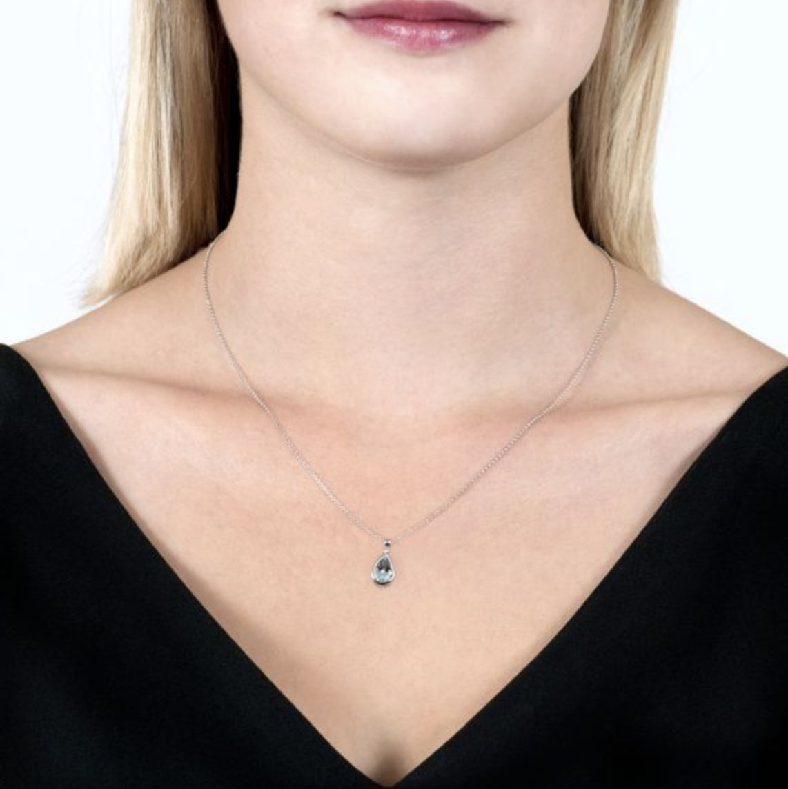 Pearshape Aquamarine Bead Pendant Necklace