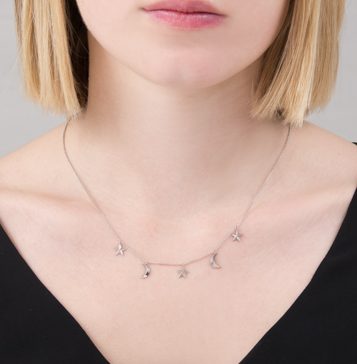 3D Star and Moon Necklace