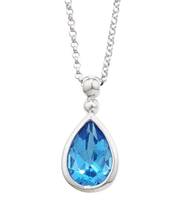 Pearshape Blue Topaz Bead Pendant Necklace
