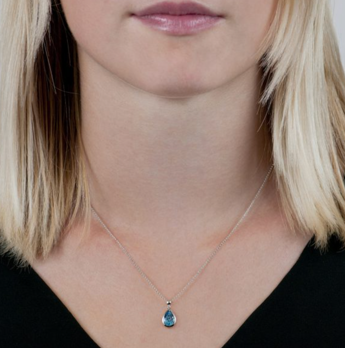 Pearshape Blue Topaz Bead Pendant Necklace